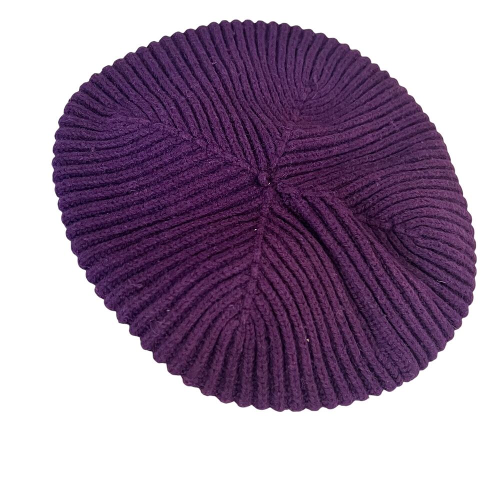 Janie and Jack Girls Ribbed Wool Blend Purple Knit Buret Hat Size 4-5